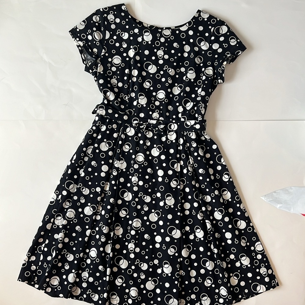 Handmade Vintage Fit and Flare Dress Black and White Circles 4